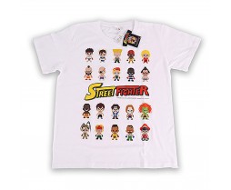 Mini Street Fighter Row Characters T-Shirt White Medium
