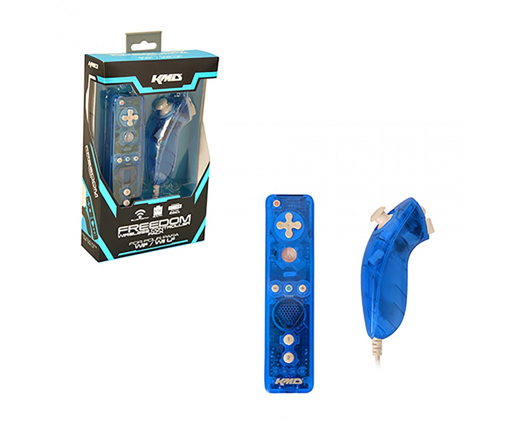 Wii/Wii U Controller Pack Wireless Nunchuk&Remote in Clear Blue (KMD)