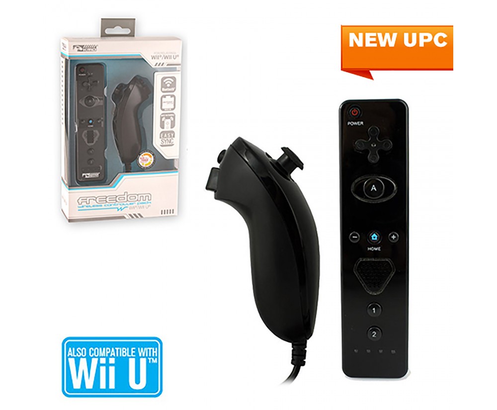 Black Wii/Wii U Controller Bundle w/Wireless Nunchuk & Remote (KMD)