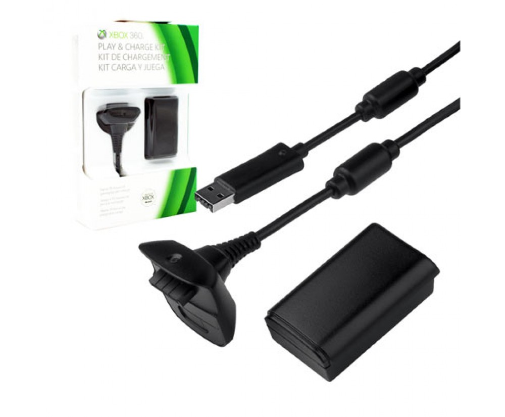 Charger Xbox 360 Play n' Charge Kit Black Microsoft - Charger Xbox 360 - Play n' Charge Kit - Black (Microsoft)