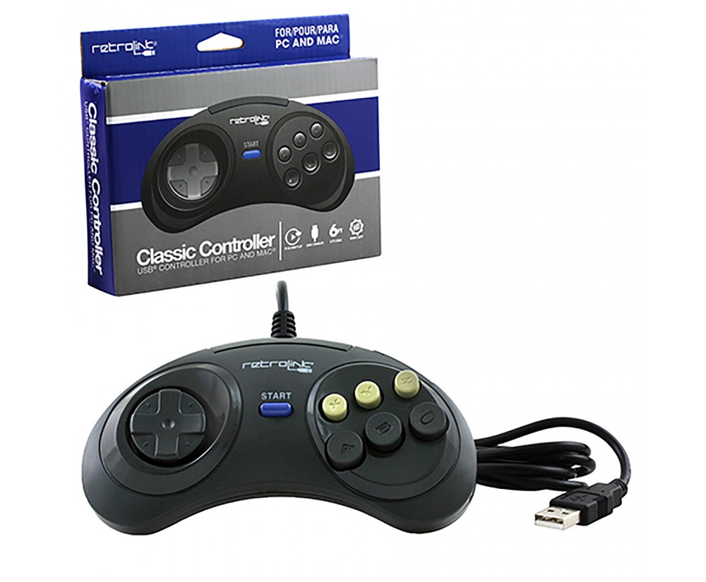 Controller - PC - Wired - Genesis Style - USB Controller - 6 Button (Retrolink)