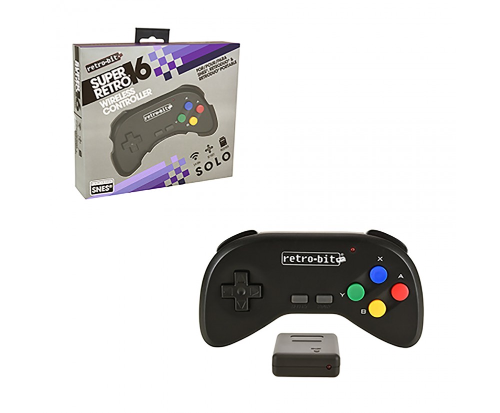 Controller - SNES - Wireless - Super Retro Controller - Solo Pack - Black (Retro-Bit) Controller - SNES - Wireless - Super Retro Controller - Solo Pack - Black (Retro-Bit)