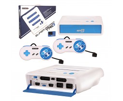 Console - Super RetroTRIO - NES/SNES/Genesis - 3 in 1 System - White/Blue (Retro-Bit)