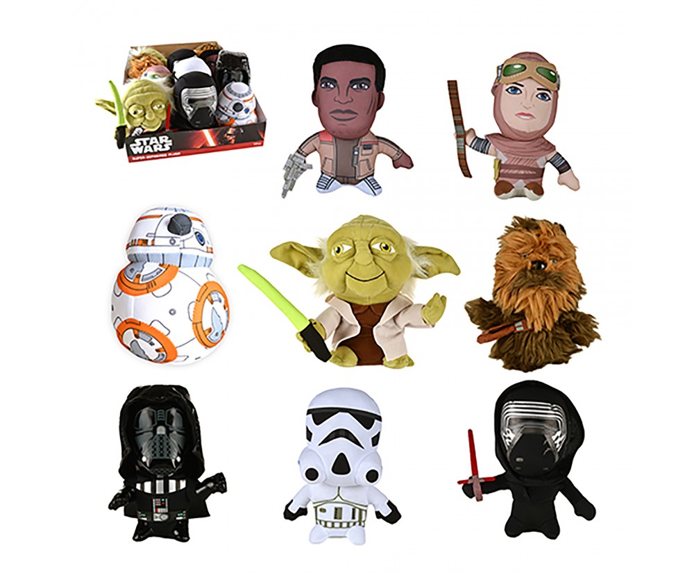 Super Deformed Plush - Toy - Star Wars: The Force Awakens - 12 pc CDU (Darth (1) Yoda ( 2) Chewbacca ( 2) Stormtrooper ( 1) Rey ( 1) Finn (1) BB-8 (2) Kylo Ren (2))