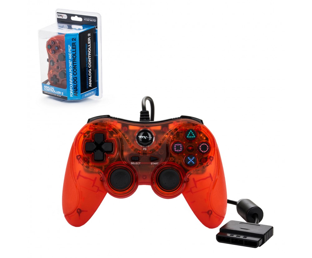 Controller - PS2/PS1 - Wired - New - Similar functions of DualShock 2 - Clear Red (TTX Tech) Controller - PS2/PS1 - Wired - New - Similar functions of DualShock 2 - Clear Red (TTX Tech)