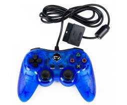 Controller - PS2 - Wired - New - Similar functions of DualShock 2 - Clear Blue (TTX Tech)