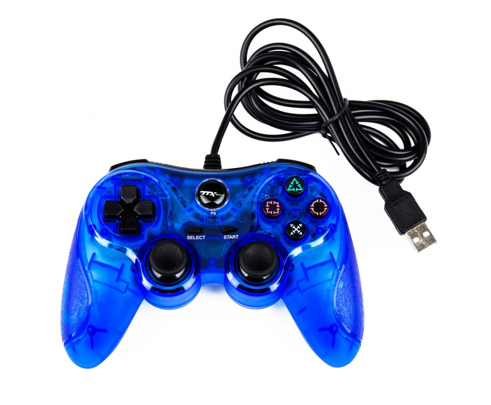 Controller - PS3 - Wired - USB Controller - PC Compatible - Clear Blue (TTX Tech) Controller - PS3 - Wired - USB Controller - PC Compatible - Clear Blue (TTX Tech)