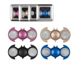 Fidget Spinner - Novelty - Metal Bat Shape w/ LED Light- Assorted (Black/Blue/Gold/Pink)