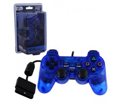 PS2 Controller Wired New Dual Shock 2 Style Clear Blue (TTX Tech)