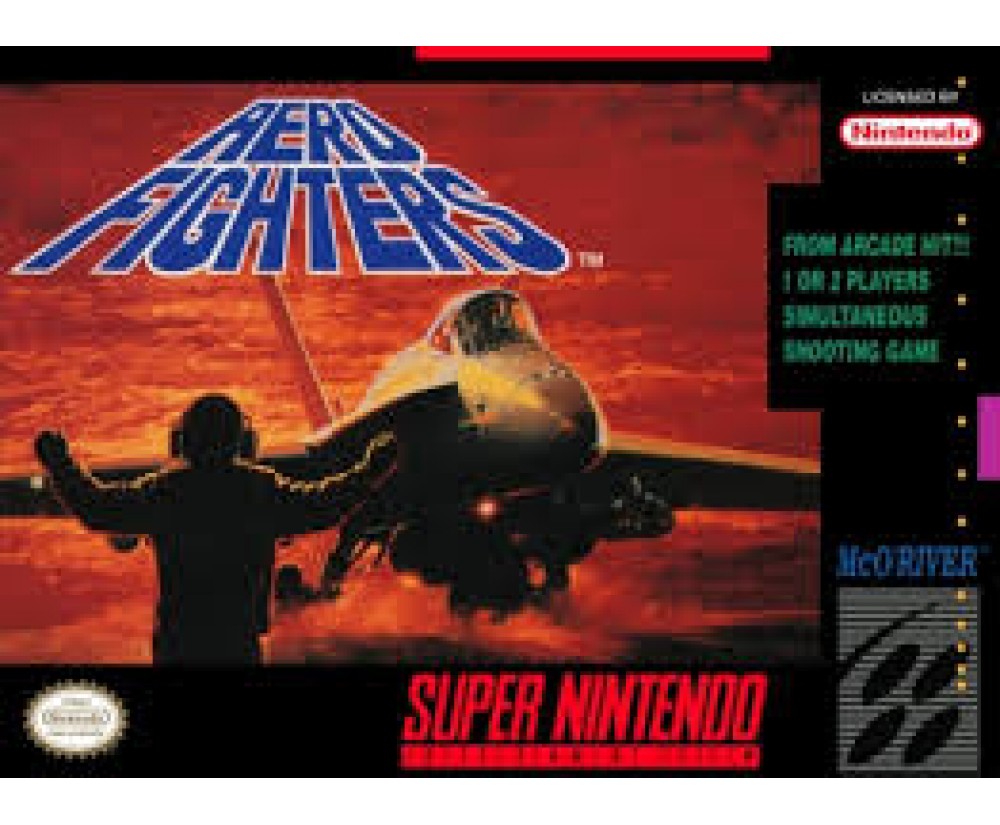 SNES Super Nintendo Aero Fighters Game And Box With Inserts - Retro Super Nintendo - Super Nintendo Aero Fighters - Game And Box With Inserts