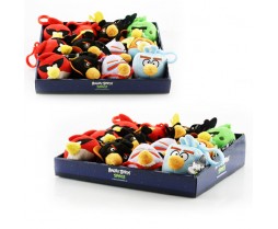 Toy Angry Bird Space Plush Backpack Clips 12pc Set Assorted (4 Red Bird 3 Black Bird 1 Green Bird 1 Blue Bird 1 Ice Bird & 2 Purple Bird) Pdq