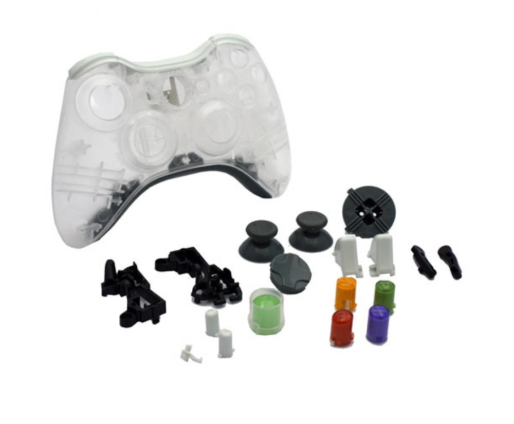 Xbox 360 Clear Controller Shell Housing w/Button Set