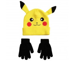 Hats - Novelty - Pokemon - Youth Pikachu Beanie With Black Mittens