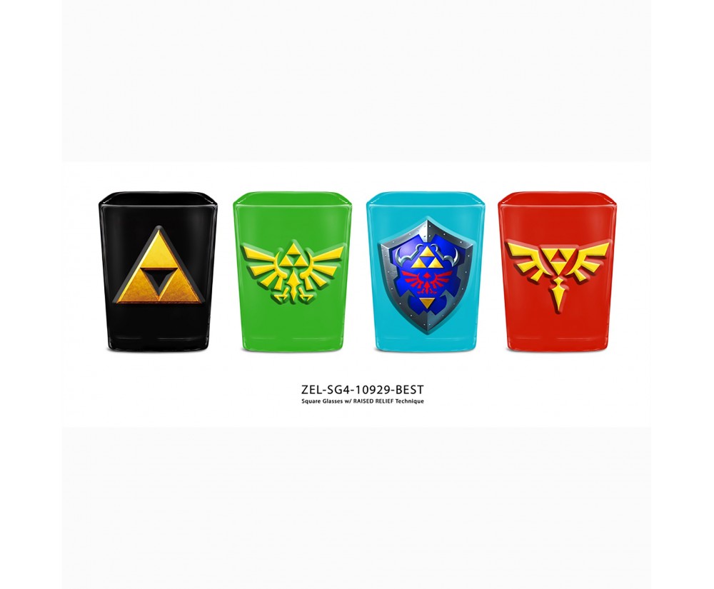 Shot Glass - Novelty - Zelda - Square Shot Glass 4 Pack Set Shot Glass - Novelty - Zelda - Square Shot Glass 4 Pack Set
